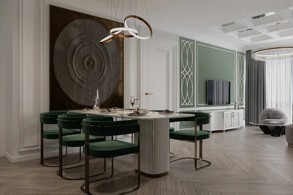 Minimalist interior design in a modern apartment, neutral color, Scandinavian style.