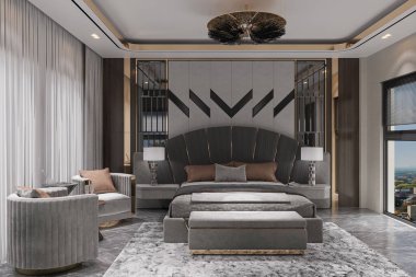Master bedroom interior in luxury apartment