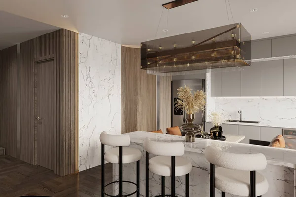 Photo Realistic Custom Luxury Kitchen, 3d Rendering