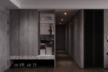 Çok basit ve modern görünen giriş lobisinin görünümü