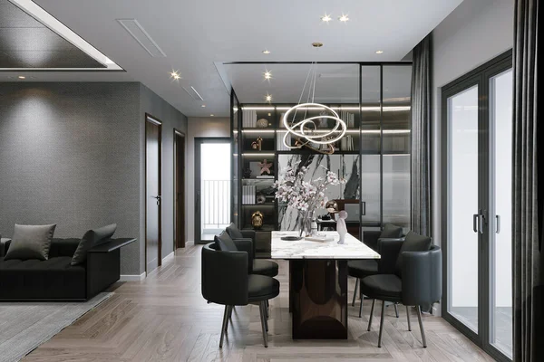 Görkemli bir Akşam Yemeği İç Tasarım ve LED Avize Işığı, Beyaz Tavan