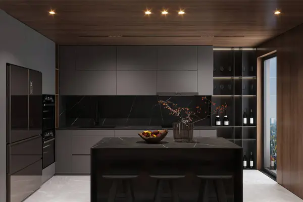 Chic minimalism kitchen with contemporary touches.