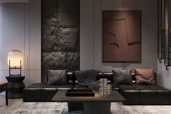 Modern Luxury Aesthetics Style Living Room in Gray Tone