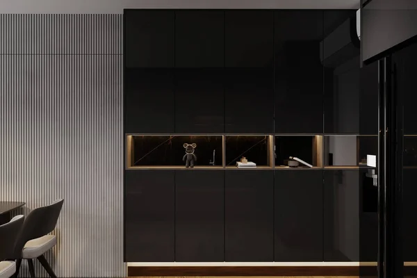 Shelves with home stuff. minimalist furniture.
