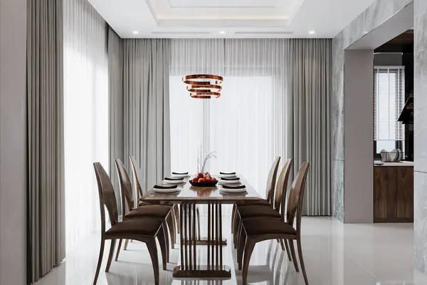 Luxury Dining Set placement In Dining Room with a Wonderful Window Decor lifestyle