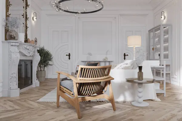 This luxurious apartment with a white background contemporary design, and designer furniture.