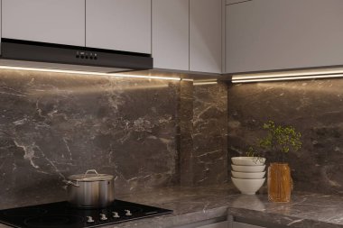 Mutfak mobilyası minimalizm tasarımı iç mekanda