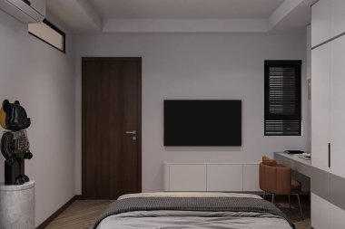 Yatak odası için Kompartıman Deposu olan Modern TV Kabine Tasarımı