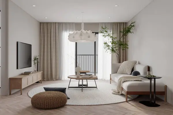 Chic Modern Minimalism White Living Room