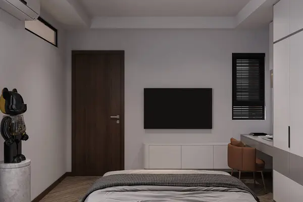 Modern TV Cabinet Design with Compartment Storage for Bedroom Interior