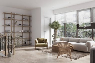 Rahat kanepesi olan modern güzellik salonu.