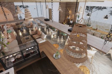 Yeni bir İskandinav restoranı ve sabah manzarası.