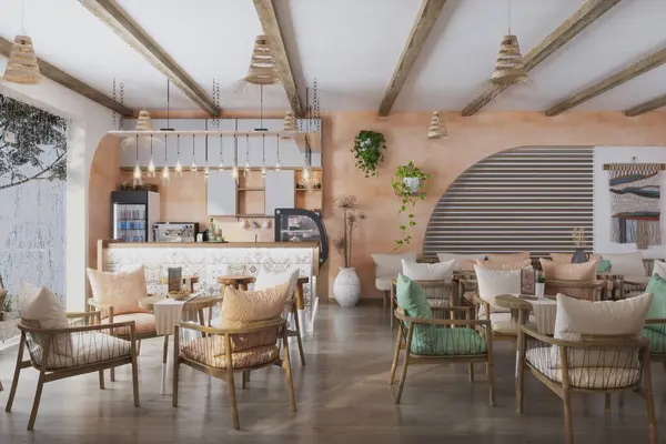 Restoranın yaz terasının içi çok güzel ve canlı.