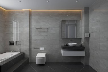 Banyoda beyaz klozet var..