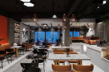 Çatı katı tarzında bir caz kulübü ve restoran.