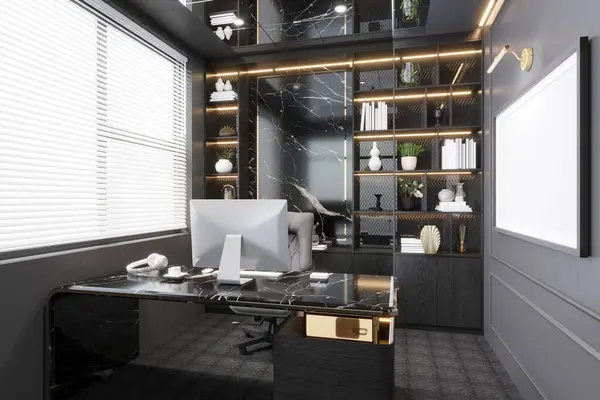 luxury modern working office boss room, 3d rendering