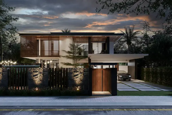Modern Cottage Villa 'nın dışını keşfeden Çağdaş Cazibe