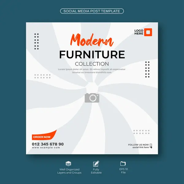 stock vector Free vectors for modern furniture square flyer template