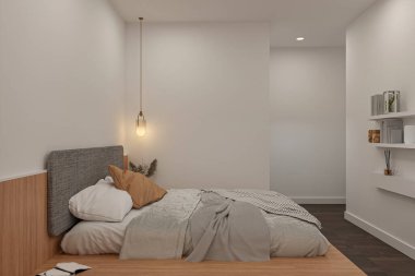 3D tasarım, zarif ve modern yatak odası tasarımı