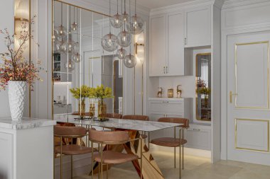 Modern yemek odası fütüristik