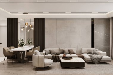 Oturma odasının içinde rahat bir kanepe var.