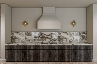 Mutfak odasının içini elektrikli ocakla yakından görebiliyorsun.