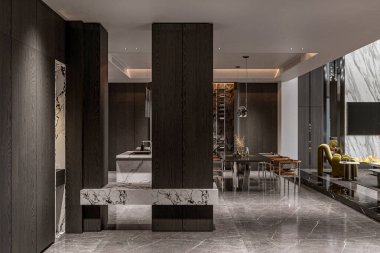 Çok basit ve modern, endüstriyel tarzda giriş lobisinin görüntüsü