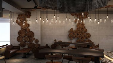 Yemek alanı olan minimalist bir çatı restoranı, unutulmaz bir yemek deneyimi sunuyor.