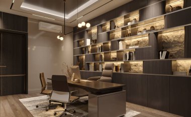 okuma ve çalışma yerinin çağdaş iç tasarımı