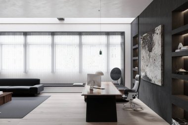 Siyah-beyaz ahşap yönetici ofisi