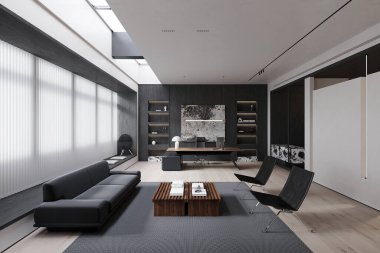 Temiz çizgileri ve dağınıklığı olmayan minimalist çalışma alanı