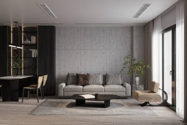 Modern iç tasarım, geniş bir odada..