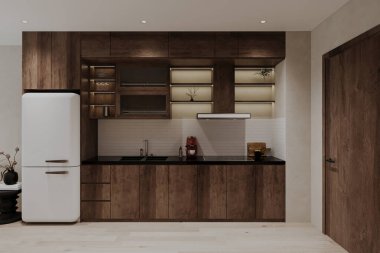 3 boyutlu modern mutfak avantajı ahşap kabin dekorasyonu iç tasarım