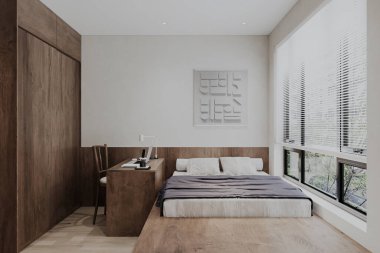 Minimum Yatak Odası İç Tasarım İlham Yaratıcısı Sıcak bir hava yaratıyor