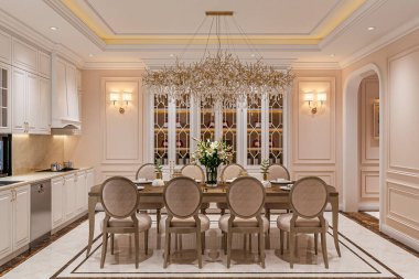 Süslü Detaylarla Zarif Yemek Odası İçi