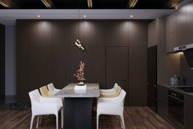 Pürüzsüz ve temiz bir iç yapısı olan çağdaş bir mutfak..