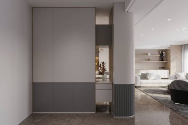 Lüks stüdyo dairenin modern iç mekanı. Giriş yolu