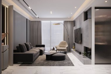 Modern oturma odası iç tasarımı