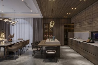 Çatı katı elementli modern ferah minimalist mutfak