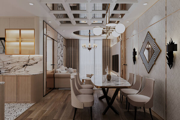 Interior of modern dining with modern and stylish chairs