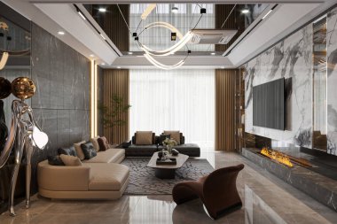 Rahat oturma odası iç tasarım.