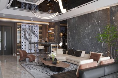 Rahat küçük bir ev içi için 3D sunumlar dizayn edildi