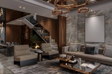 Modern oturma odası iç tasarımı