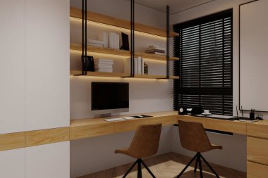 Minimalist İskandinav tasarımlı ev ofisi