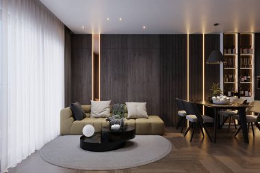 Kişisel mesajınız için tasarlanmış boş alanı olan şık mobilyalar