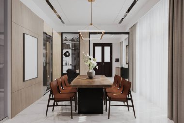 Temiz ve zarif bir ev. Yemek odası.