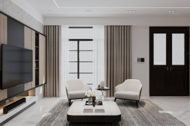 Modern Minimalist Oturma Odası İç Tasarımı