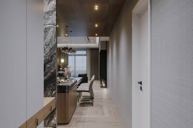 Pürüzsüz İç Tasarımlı Modern Açık Konsept Yemek Alanı