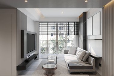 Büyük Pencereli ve Doğal Işıklı Minimalist Modern Oturma Odası