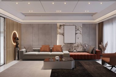 Zarif Dekor ve Minimalist Tasarımlı Modern Lüks Oturma Odası